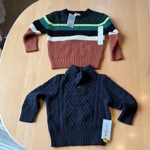 NWT Cat & Jack Multicolor Striped and Navy Sweater Set Size 2T (24 Months)